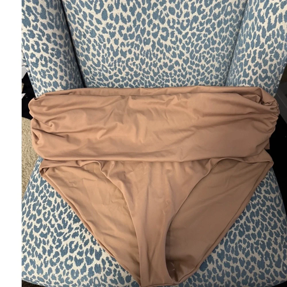 SKIMS Sculpting Swim Fold Over Bikini Bottom Sienna Brown‎ 4X